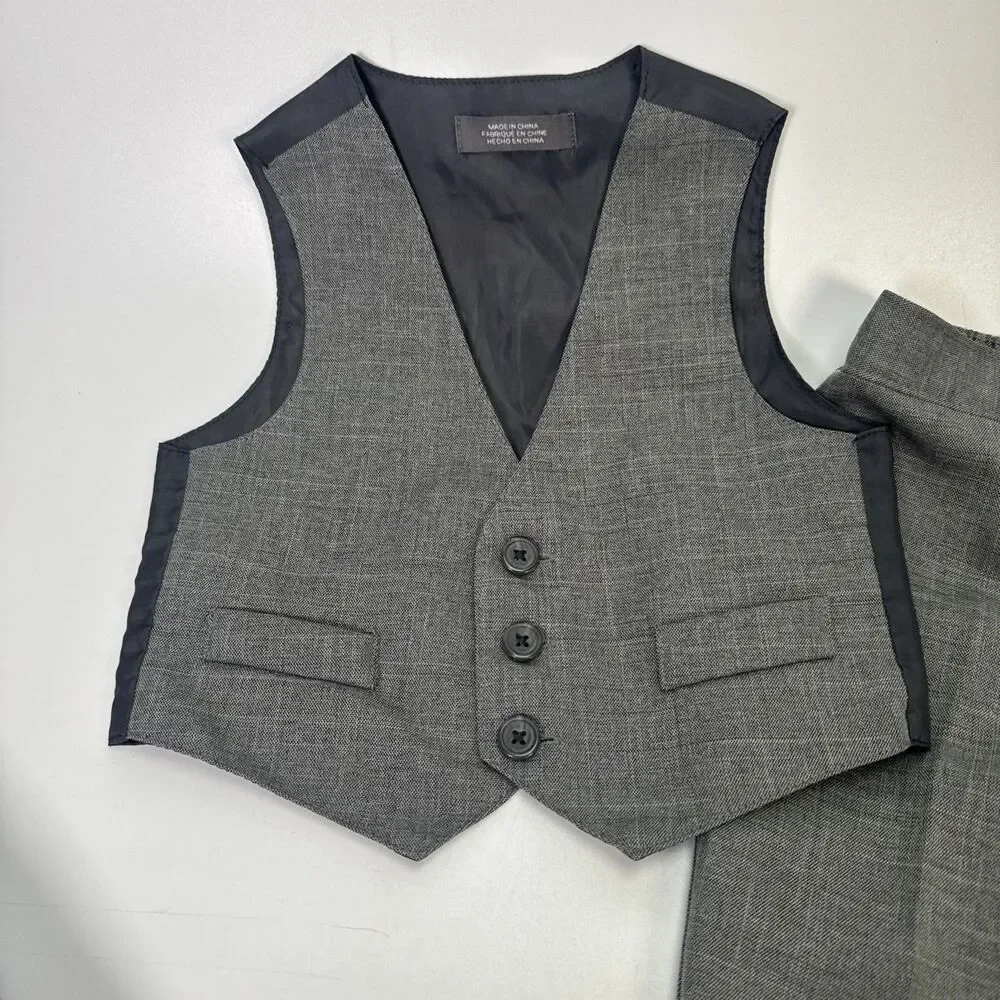 Van Heusen Baby Boy Shirt Vest Pants Tie Outfit 12 Month Gray Purple